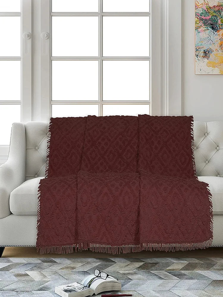 Saral Home Soft Cotton Tufted 2 Seater Sofa Cover Throw
